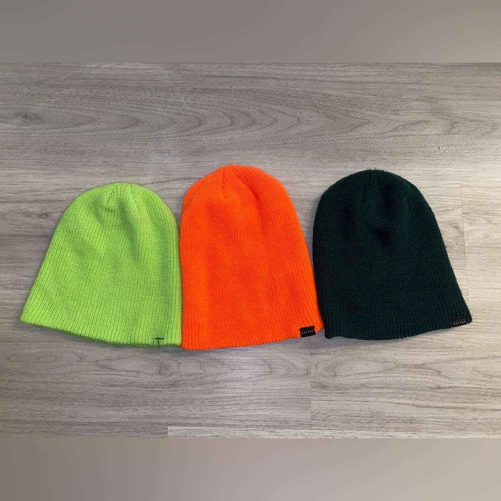 Colorful Beanie Set - Greens and Orange